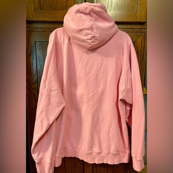 LAKEGIRL Pink Hooded Sweatshirt, sz 2XL, Distressed logo in blue,Comfy oversized - Picture 2 of 9